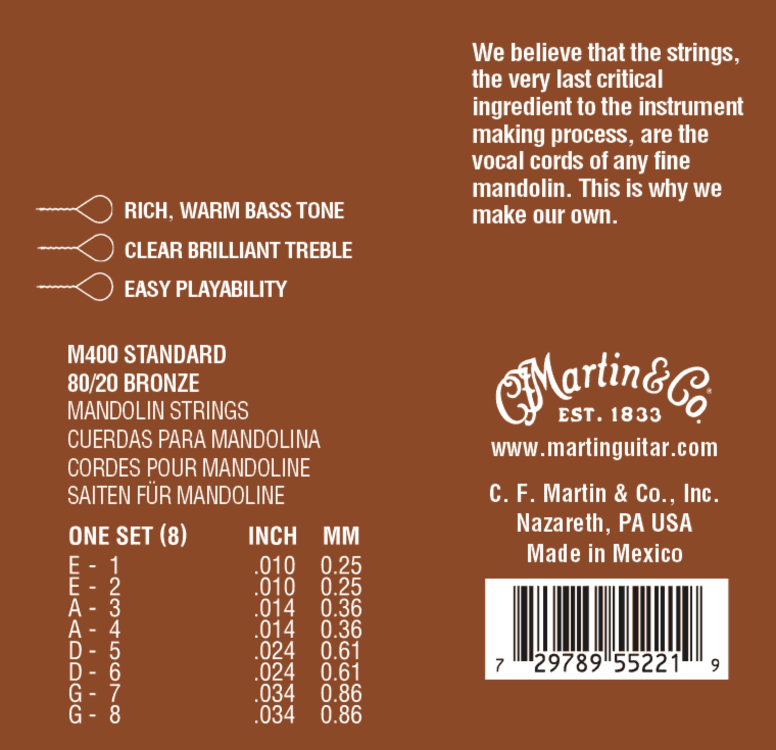Martin M400 Set mandoline snaren