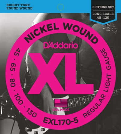 D'Addario exl170-5  long scale Set 5 string bassnaren