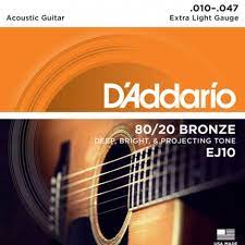 D'Addario ej10 0.10 bronze 80/20 0.10 Set voor western gitaar
