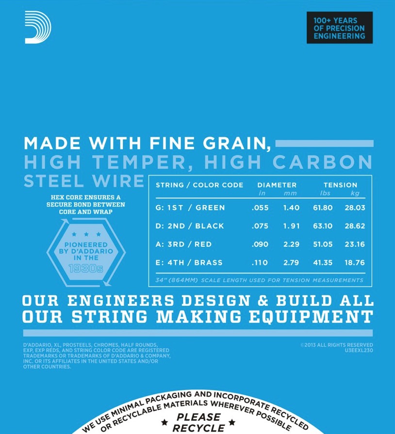 D'Addario EXL230 Set 4 string bassnaren