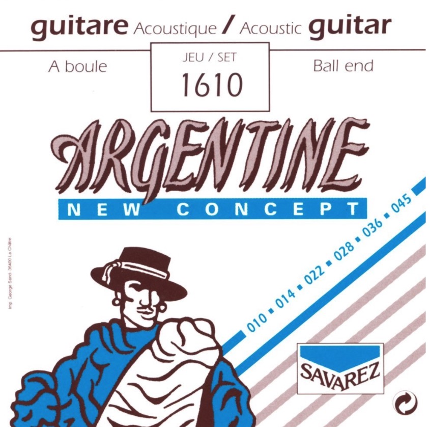 Savarez 1610 argentine  ball end 0.10 Set voor western gitaar