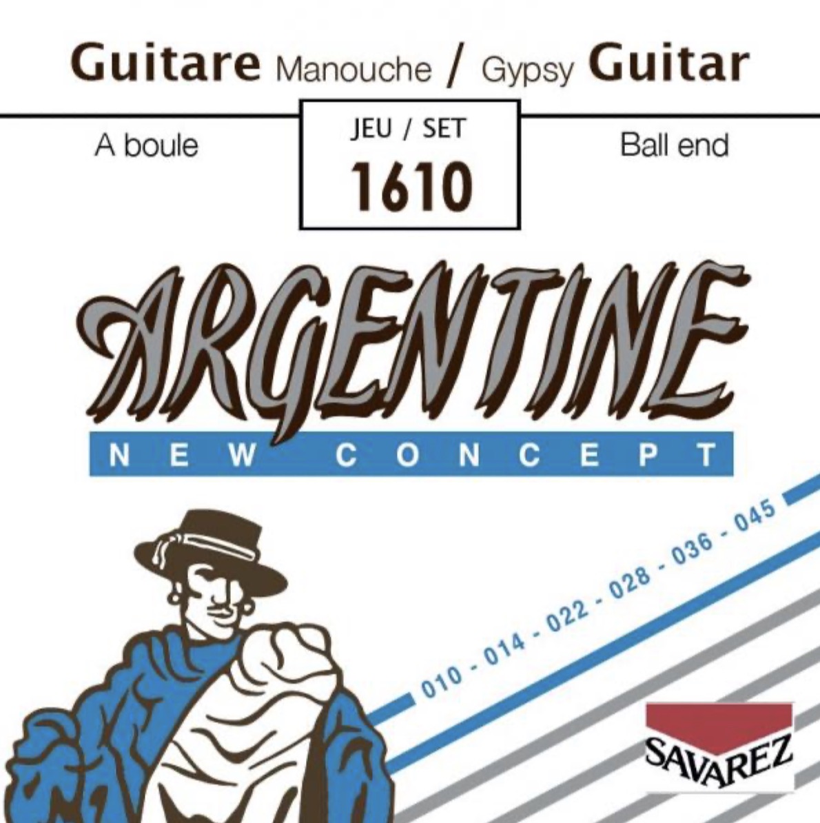 Savarez 1610 Argentine  Ball End 0.10 Set voor western gitaar