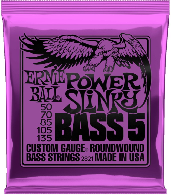 Ernie Ball 2821 power slinky nickel Set 5 string bassnaren