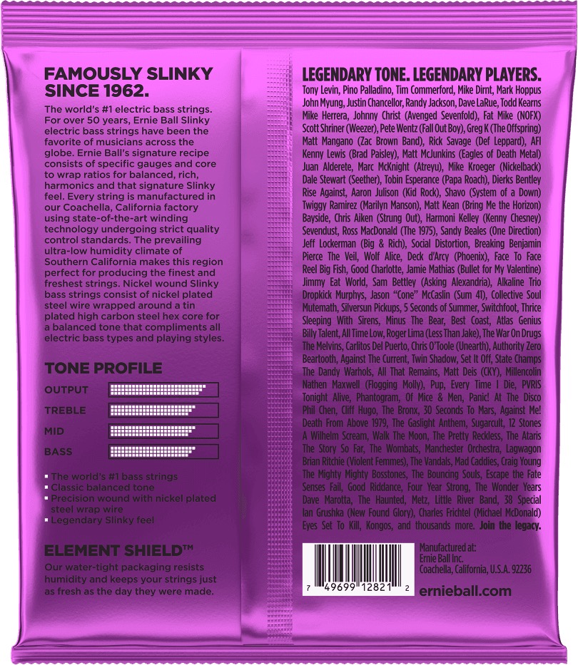 Ernie Ball 2821 power slinky nickel Set 5 string bassnaren