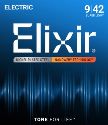 Elixir Nanoweb 9-42 Super Light 0.09 Set voor elektrische gitaar