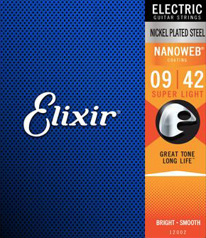 Elixir nanoweb 9-42 super light 0.09 Set voor elektrische gitaar