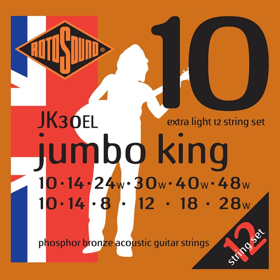 Rotosound jk30el  jumbo king 0.10 Set 12 string voor western gitaar