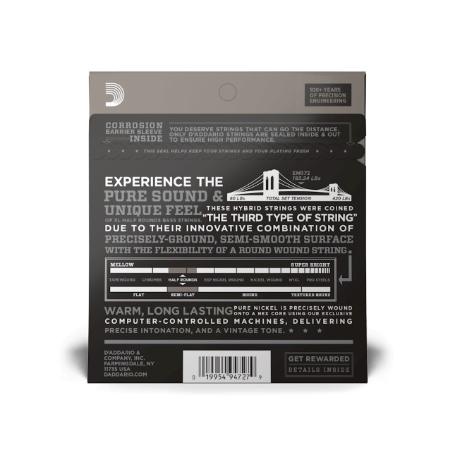 D'Addario ENR72 (half rounds) Set 4 string bassnaren