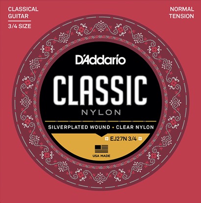 D'Addario EJ27N 3/4 size classic nylon Set klassieke snaren