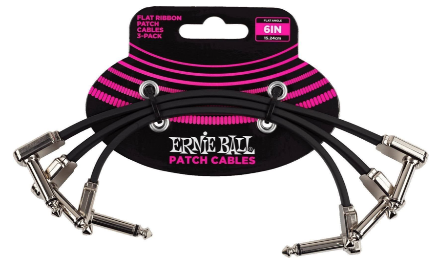 Ernie Ball 6"(15.24cm)BLK 3-pack 15cm Patch cord