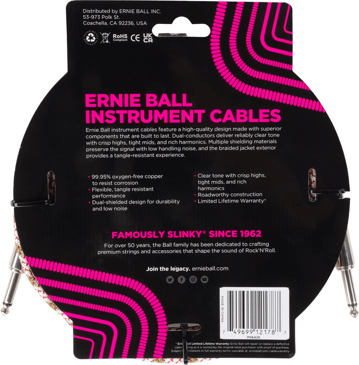 Ernie Ball EEB 6426 woven 3m gitaarkabel