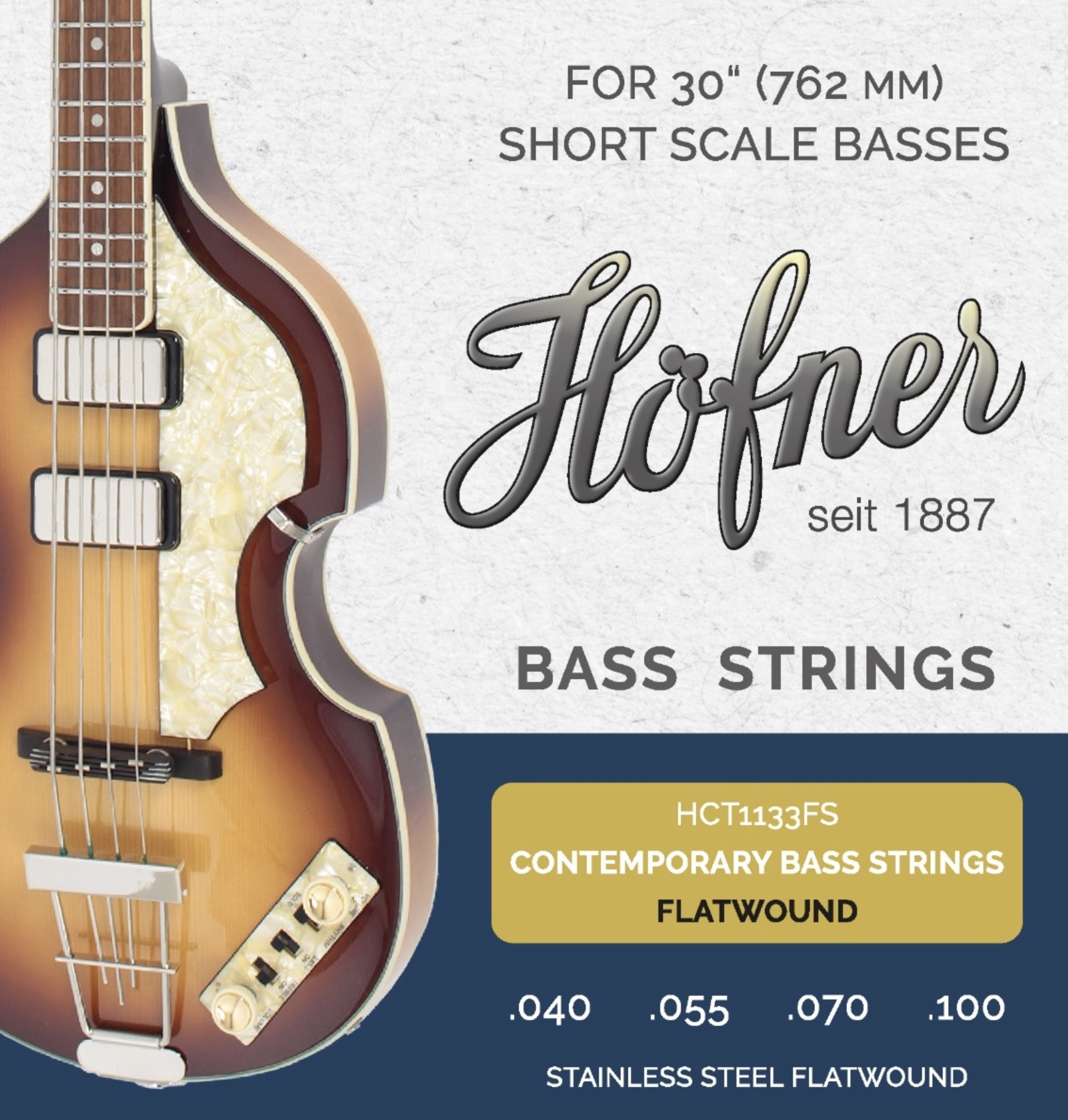 Hofner HCT1133FS Contemporary Flatwound
 Set 4 string bassnaren
