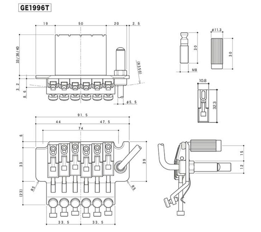 Gotoh Locking Tremolo GE1996T33B  Locking tremolo
