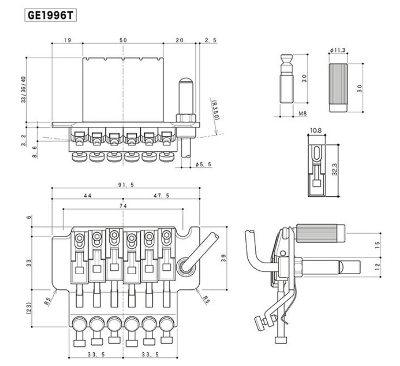 Gotoh Locking Tremolo GE1996T40B  Locking tremolo