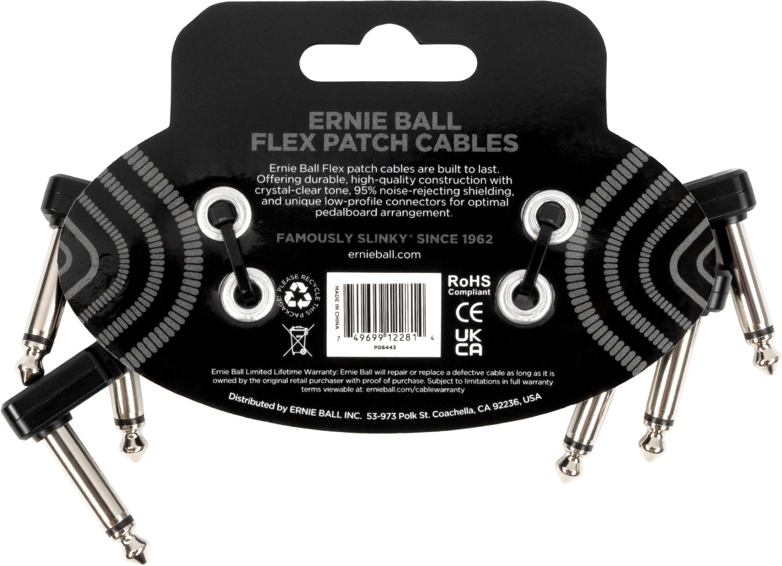 Ernie Ball (7.62cm) BLK 3-pack 7.5cm Patch cord