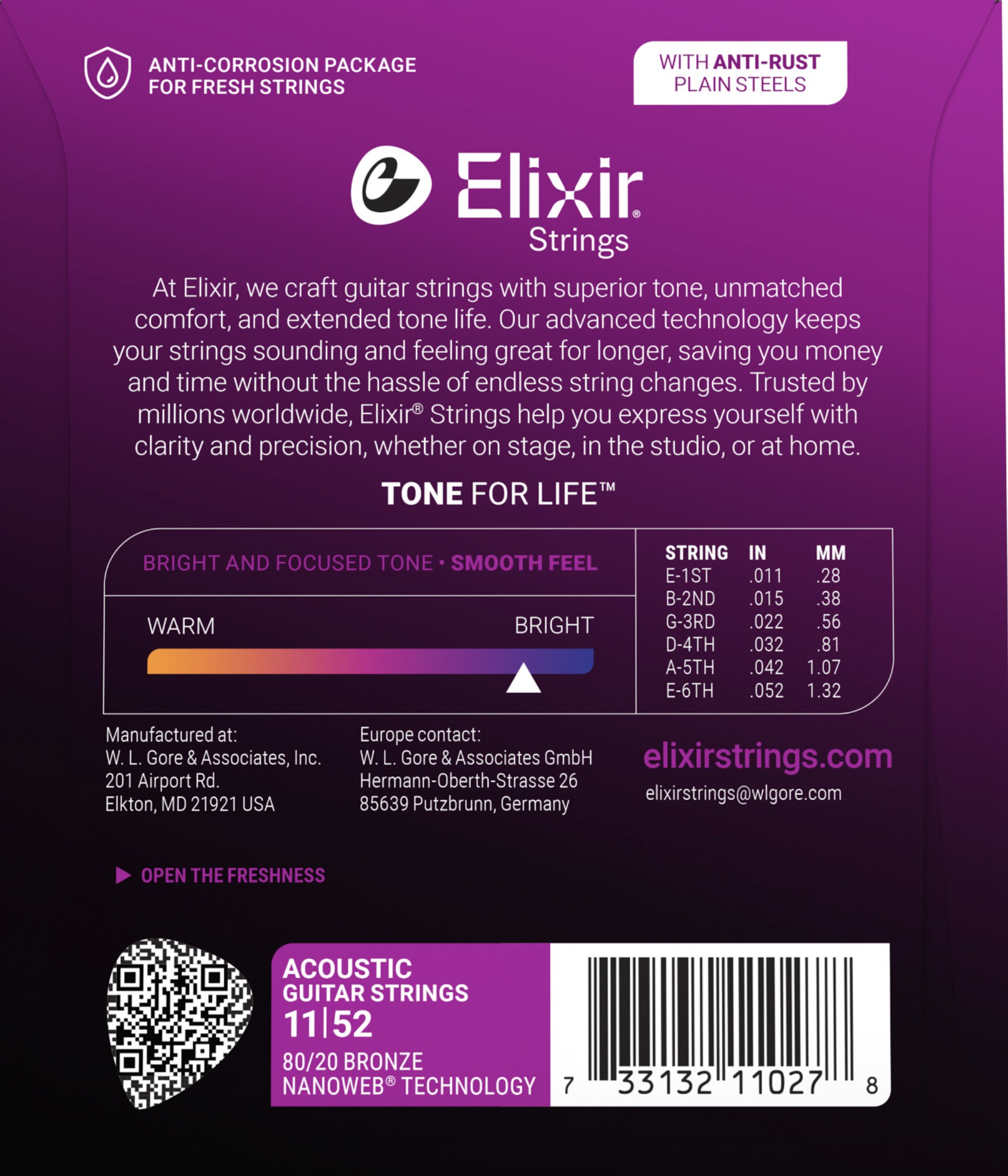 Elixir 0.11 CEL11027 Nanoweb Custom Light 0.11 Set voor western gitaar