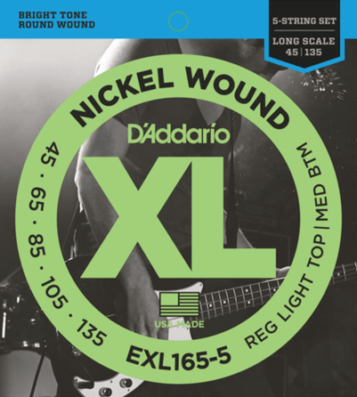 D'Addario EXL165-5 long scale Set 5 string bassnaren