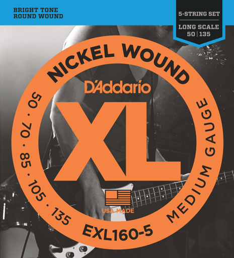 D'Addario EXL160-5  long scale Set 5 string bassnaren