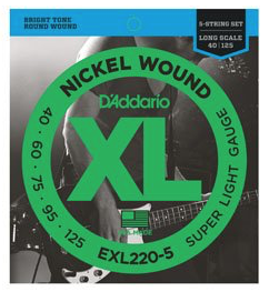 D'Addario EXL220-5 Set 5 string bassnaren