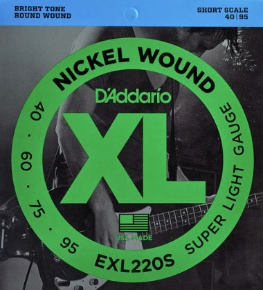D'Addario EXL220s SHORT SCALE Set 4 string bassnaren