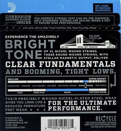 D'Addario EXL220s SHORT SCALE Set 4 string bassnaren