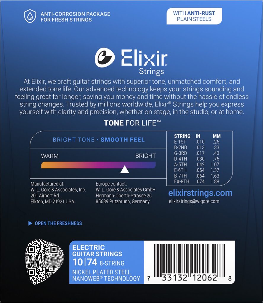 Elixir 8-String 12062 nanoweb Set 8 string snaren