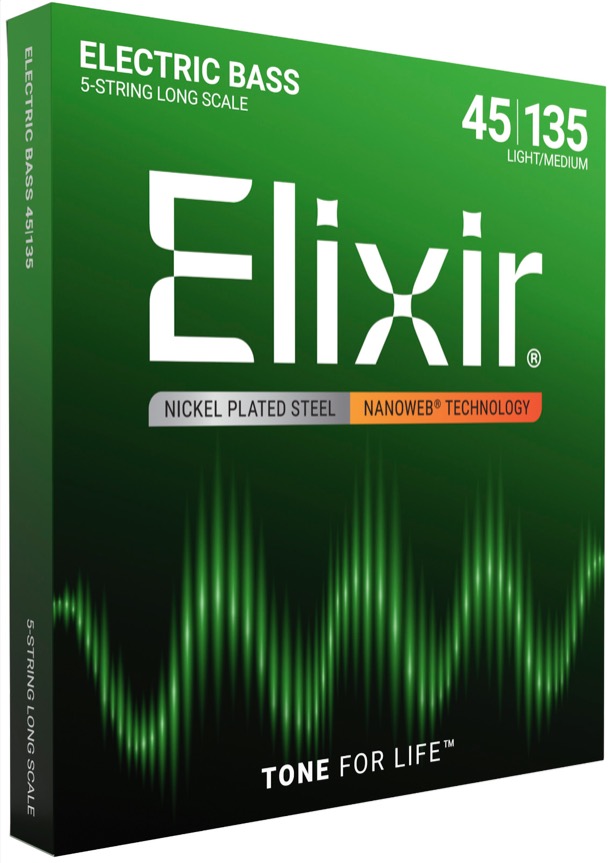Elixir 14207 Light/Medium Set 5 string bassnaren