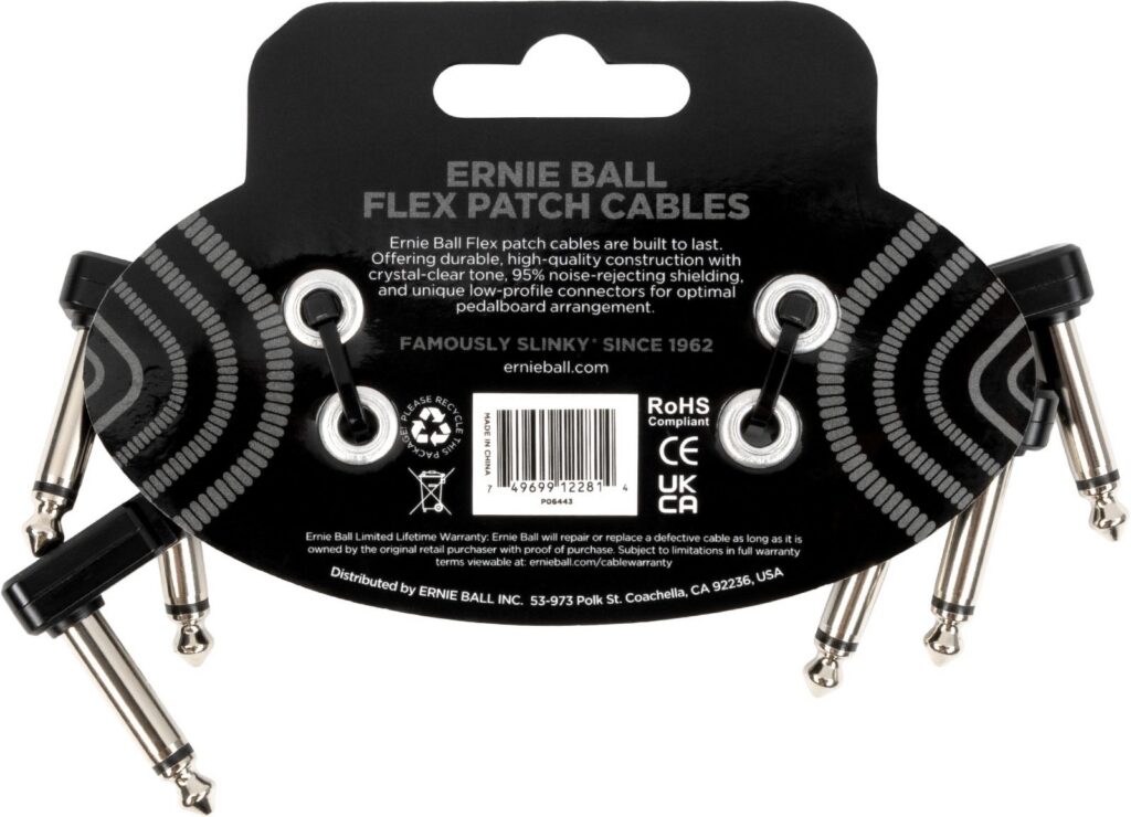 Ernie Ball (7.62cm) BLK 3-pack 7.5cm Patch cord