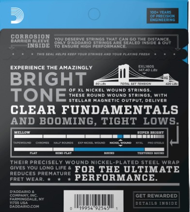D'Addario EXL160s (Short Scale) Set 4 string bassnaren