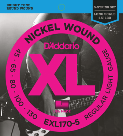 D'Addario EXL170-5  long scale Set 5 string bassnaren