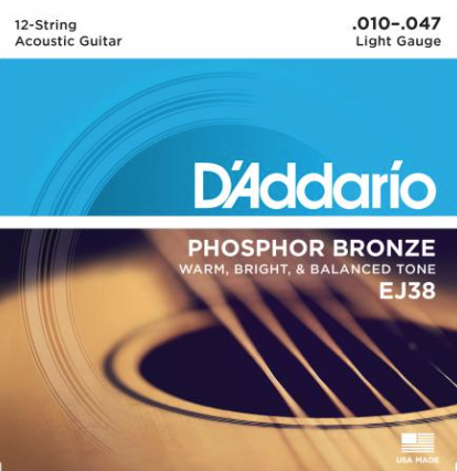 D'Addario EJ38 10-47 Set 12 string voor western gitaar