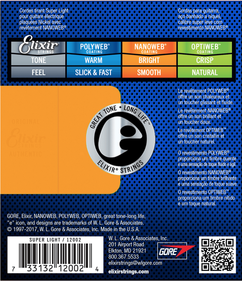 Elixir Nanoweb 9-42 Super Light 0.09 Set voor elektrische gitaar