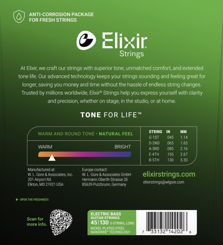 Elixir 14202 Light Set 5 string bassnaren